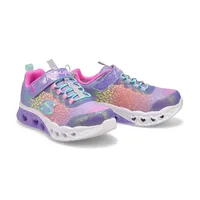 Girls Flutter Heart Lights Loves Wild Light Up Sneaker - Lavender/Multi