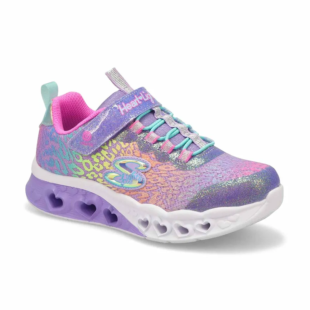 Girls Flutter Heart Lights Loves Wild Light Up Sneaker - Lavender/Multi