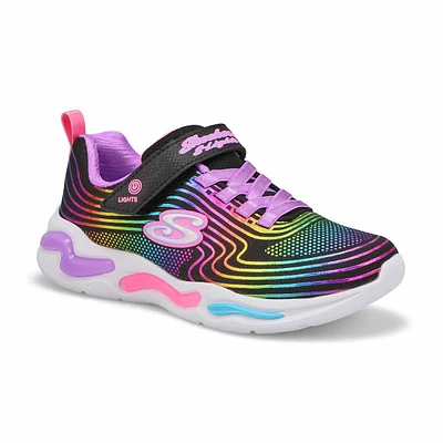 Girls S Lights Wavy Beams Sneaker - Black/Multi