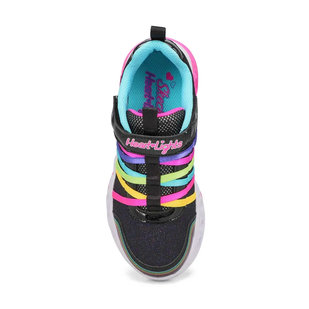 Girls Flutter Heart LIghts Rainbow Bestie Sneaker - Black/Multi