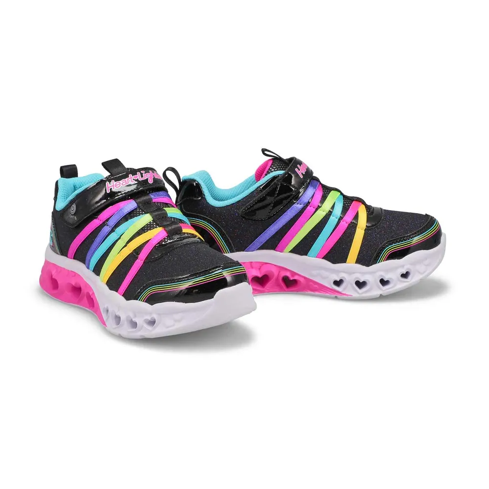 Girls Flutter Heart LIghts Rainbow Bestie Sneaker - Black/Multi