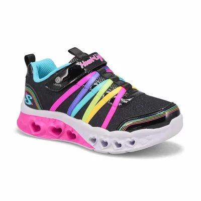 Girls Flutter Heart LIghts Rainbow Bestie Sneaker - Black/Multi