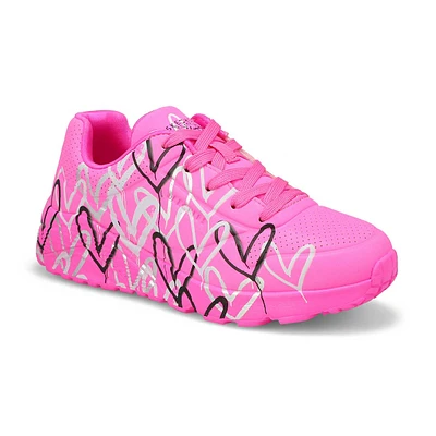 Girls  JGoldcrown Uno Lite Metallic Love Lace Up Sneaker - Hot Pink/Multi