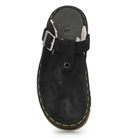 Unisex Zebzag Mule Warm Lined Suede Casual Clog - Black