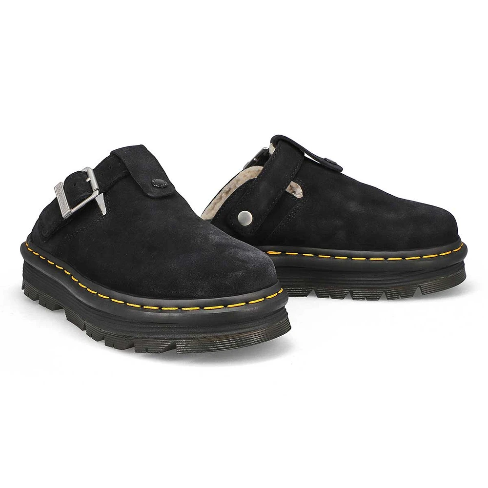 Unisex Zebzag Mule Warm Lined Suede Casual Clog - Black