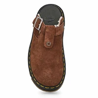 Unisex Zebzag Mule Warm Lined Suede Casual Clog - Brown