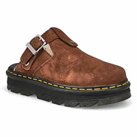 Unisex Zebzag Mule Warm Lined Suede Casual Clog - Brown