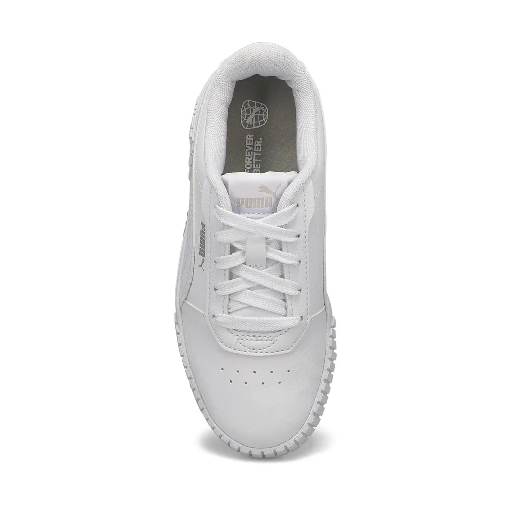 Girls Carina 2.0 PS Lace Up Sneaker - White/Silver