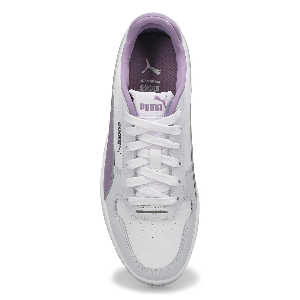 Womens  Carina Street Lace Up Sneaker - White/Pale Plum/Silver