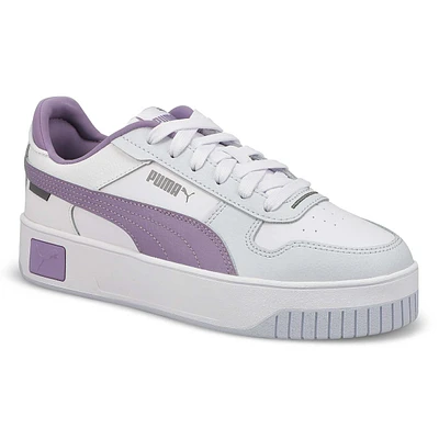 Womens  Carina Street Lace Up Sneaker - White/Pale Plum/Silver