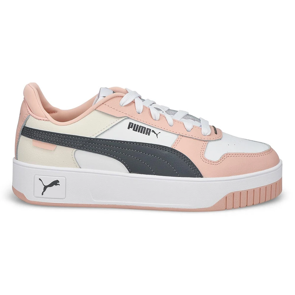 Womens Carina Street Lace Up Sneaker - White/Black/Pink