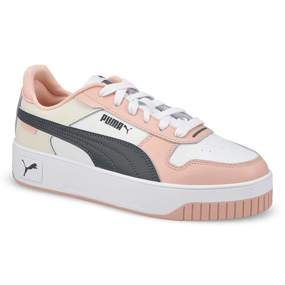 Womens Carina Street Lace Up Sneaker - White/Black/Pink