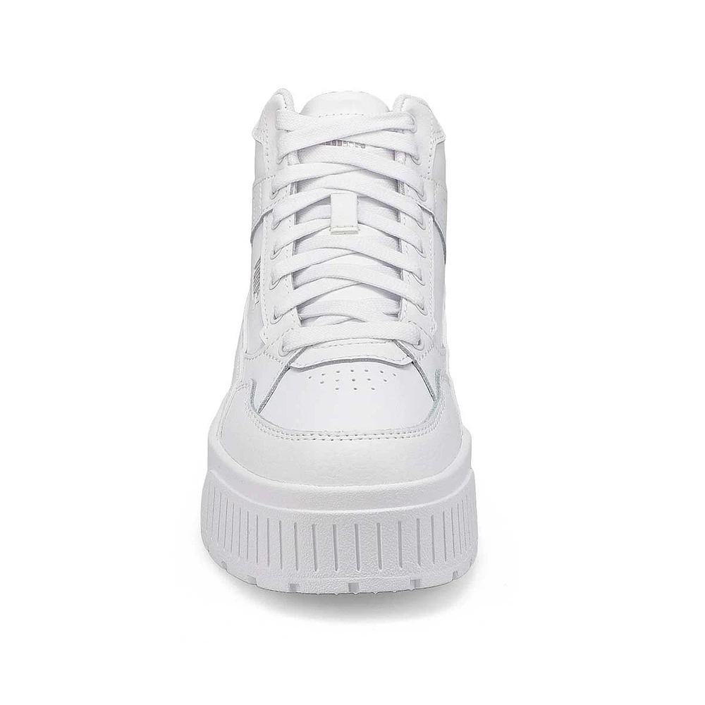 Womens  Karmen II Idol Mid Platform High Top Sneaker - White/White/Silver