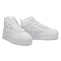 Womens  Karmen II Idol Mid Platform High Top Sneaker - White/White/Silver