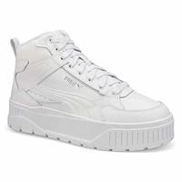 Womens  Karmen II Idol Mid Platform High Top Sneaker - White/White/Silver