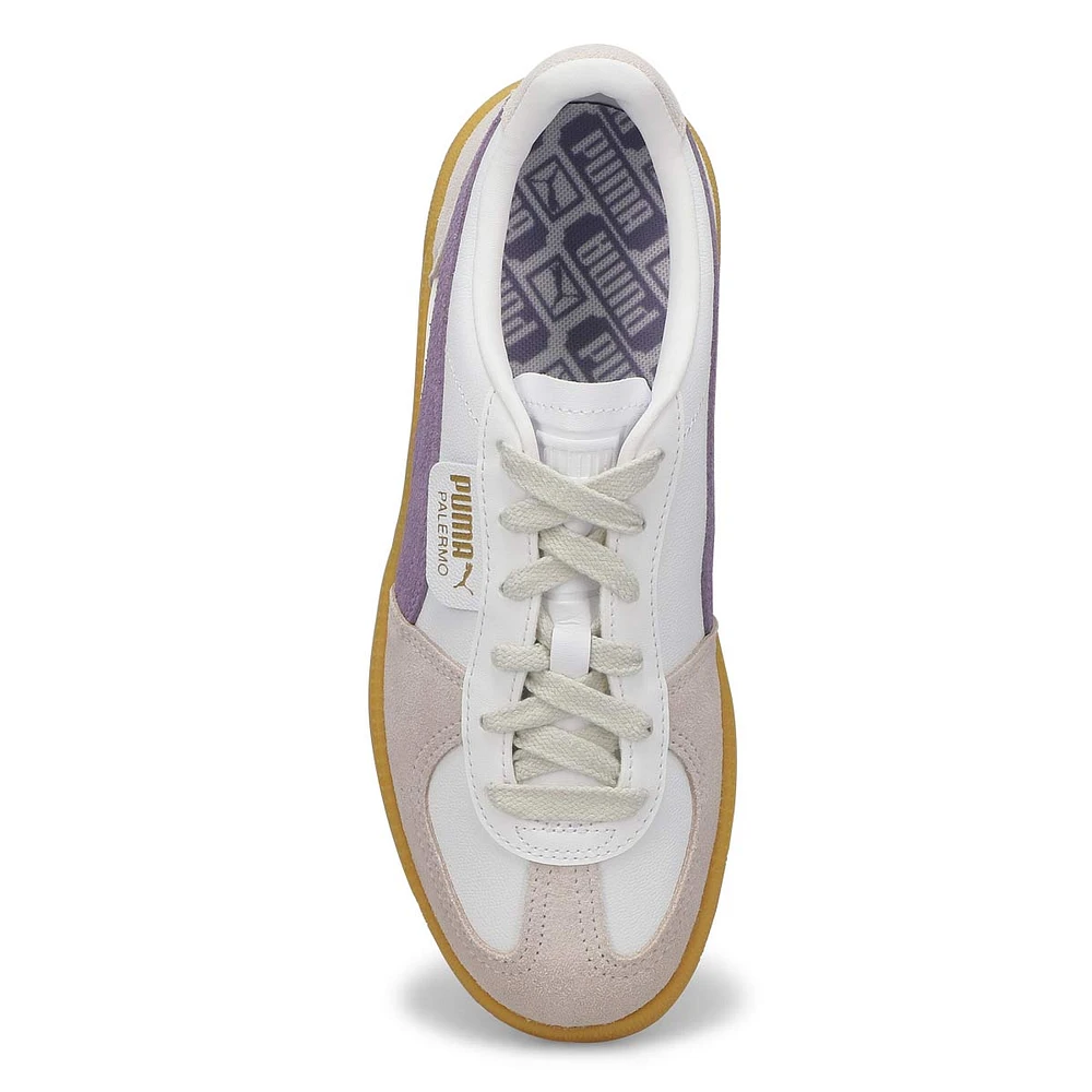 Womens Palermo Leather Lace Up Sneaker - White/Vapor Gray/Gum