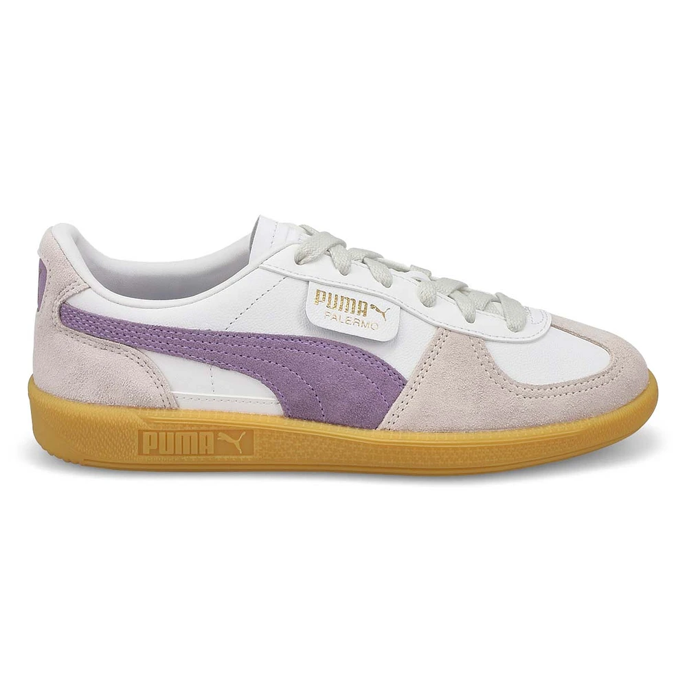 Womens Palermo Leather Lace Up Sneaker - White/Vapor Gray/Gum