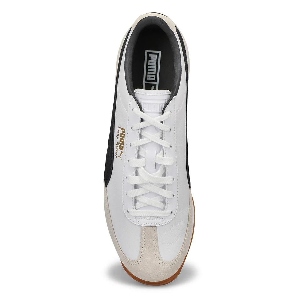 Mens Easy Rider Mix Lace Up Sneaker - White/Black