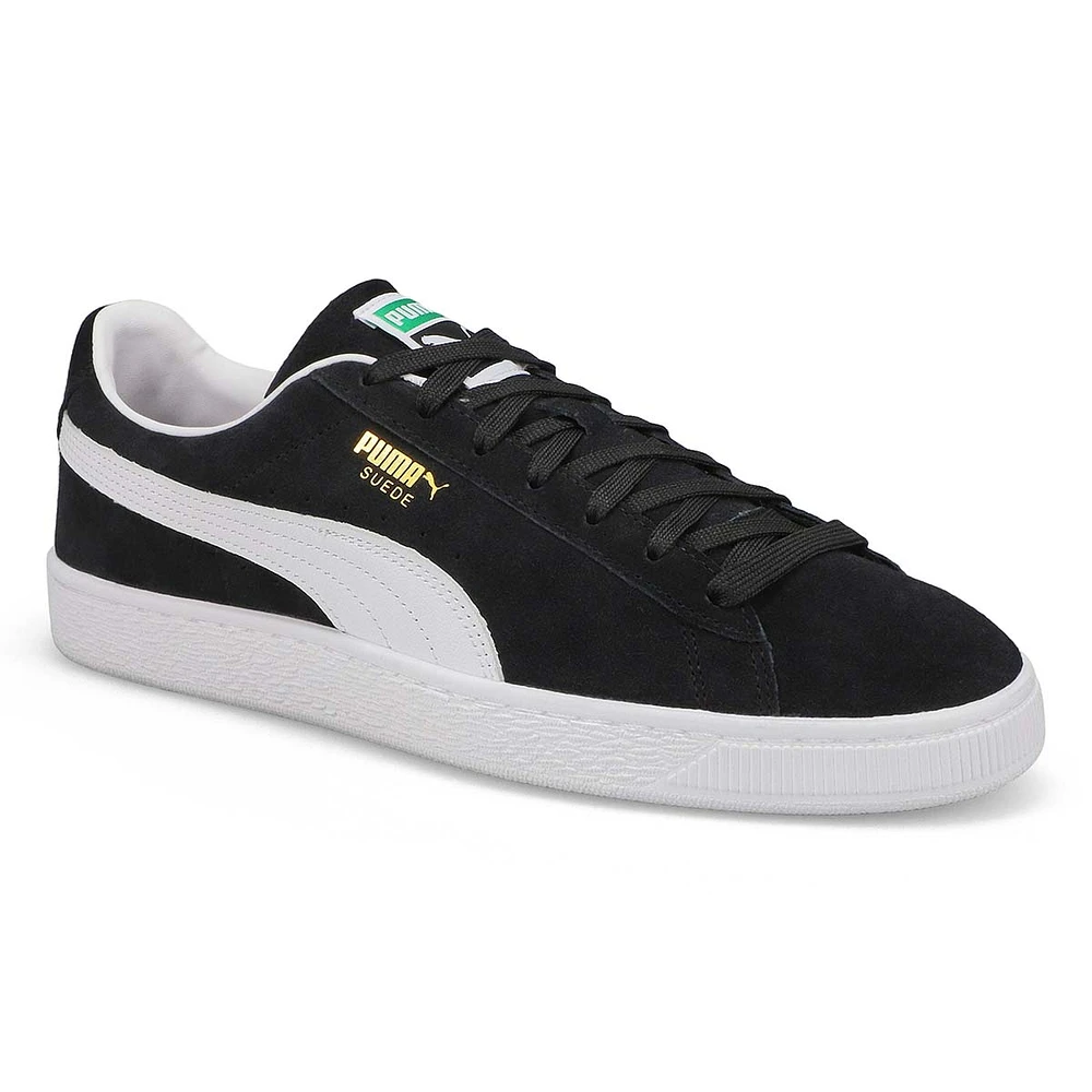 Mens Suede Classic Lace Up Sneaker - Black/White