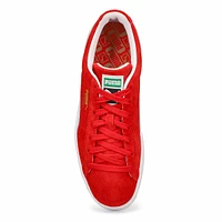 Mens Suede Classic Lace Up Sneaker - For All Time Red/ White