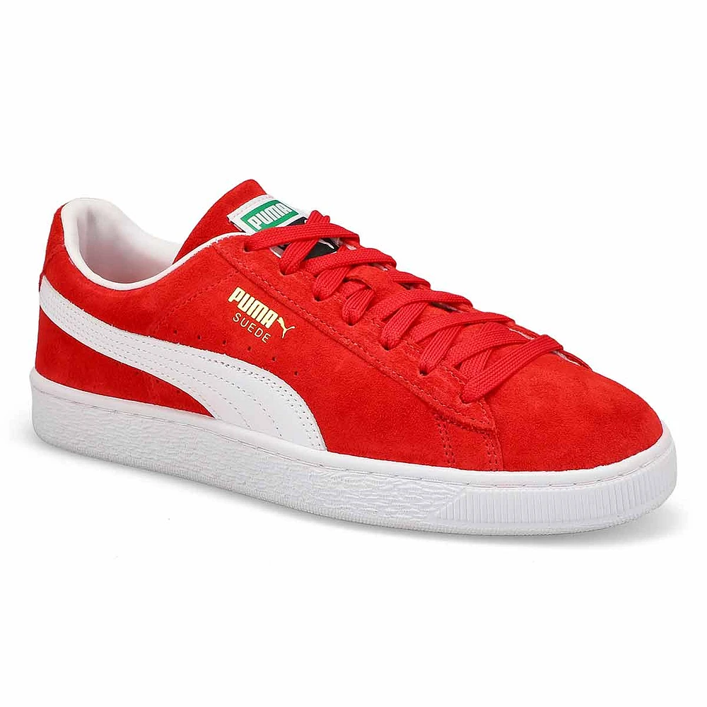 Mens Suede Classic Lace Up Sneaker - For All Time Red/ White