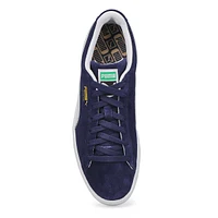 Mens Suede Classic Lace Up Sneaker - Navy/White