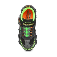 Boys Skech-O Saurus Lights Light Up Sneaker - Black/Lime