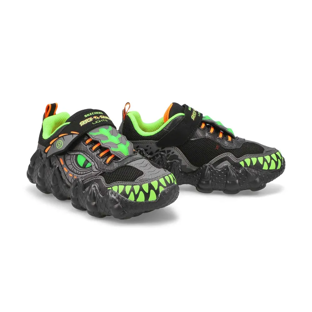 Boys Skech-O Saurus Lights Light Up Sneaker - Black/Lime