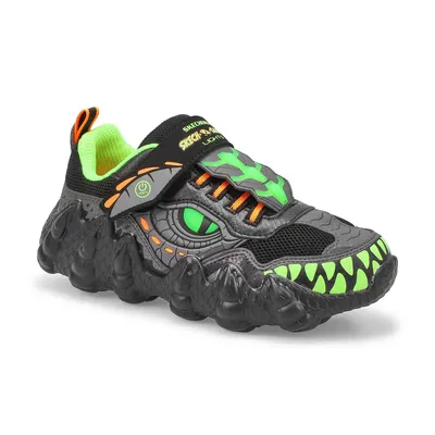 Boys Skech-O Saurus Lights Light Up Sneaker - Black/Lime