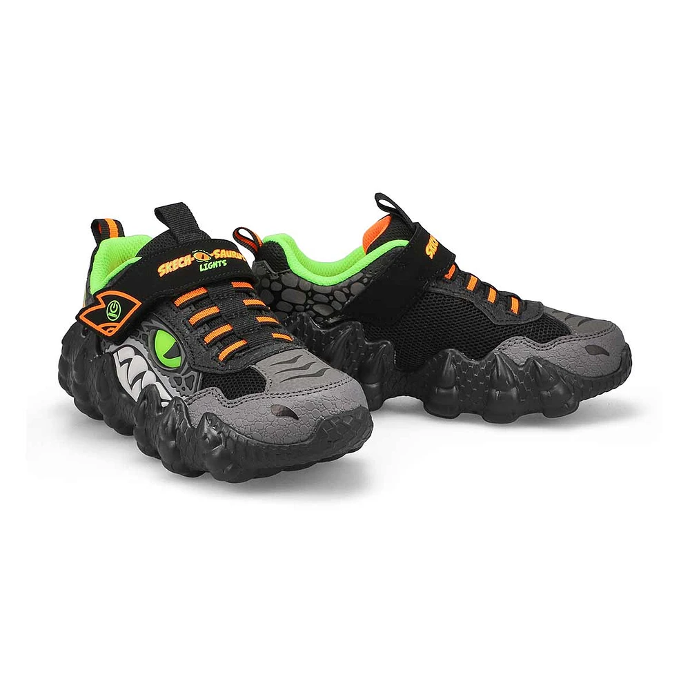 Boys  Skech-O-Saurus Lights Sneaker - Black/Lime