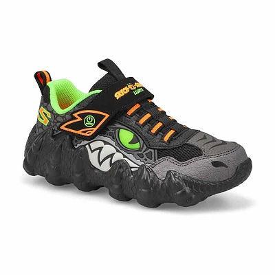 Boys  Skech-O-Saurus Lights Sneaker - Black/Lime