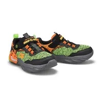 Boys Dino-Lights Sneaker - Black/ Orange