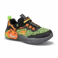 Boys Dino-Lights Sneaker - Black/ Orange