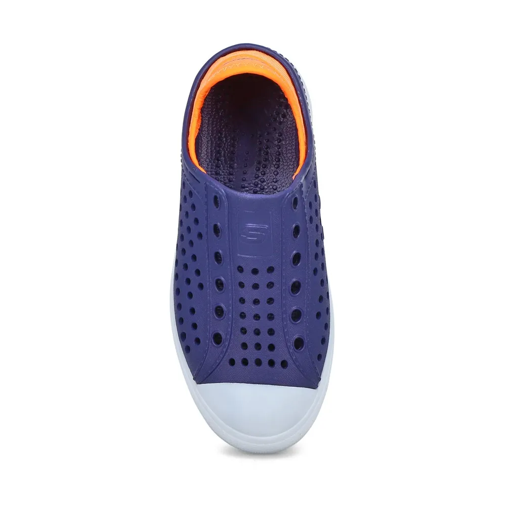 Boys Guzman Flash Slip On Shoe - Navy/Orange