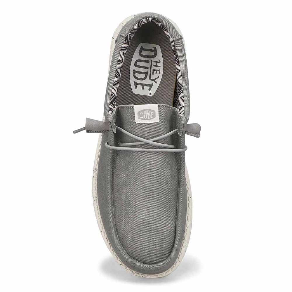 Mens Wally Stretch Canvas Casual Shoe -  Light Grey