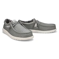 Mens Wally Stretch Canvas Casual Shoe -  Light Grey