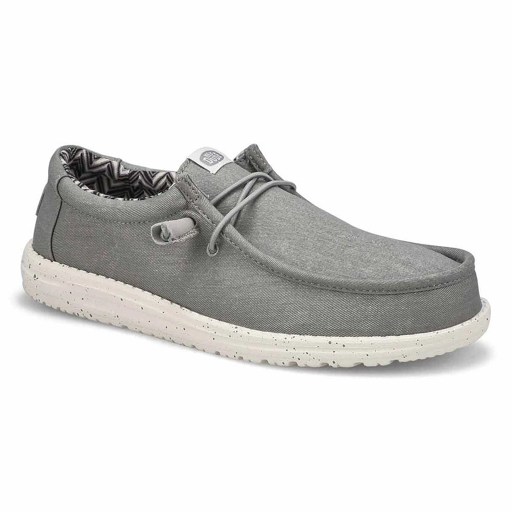 Mens Wally Stretch Canvas Casual Shoe -  Light Grey