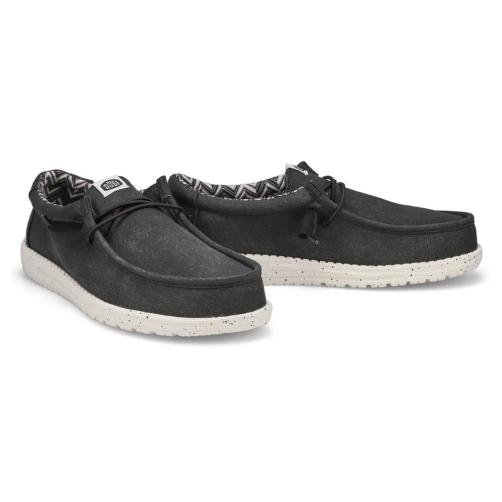 Mens Wally Canvas Casual Shoe -  Black/White