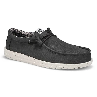 Mens Wally Canvas Casual Shoe -  Black/White