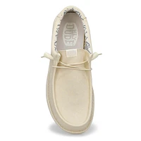 Mens Wally Stretch Canvas Casual Shoe - Stone White