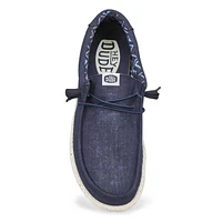 Mens Wally Stretch Canvas Casual Shoe -  Navy