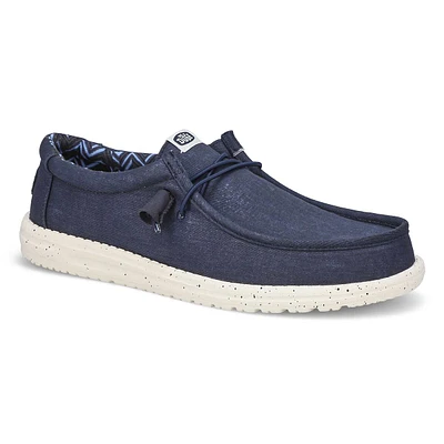 Mens Wally Stretch Canvas Casual Shoe -  Navy