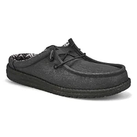 Mens Wally Slip Stretch Canvas On Shoe - Black/Black