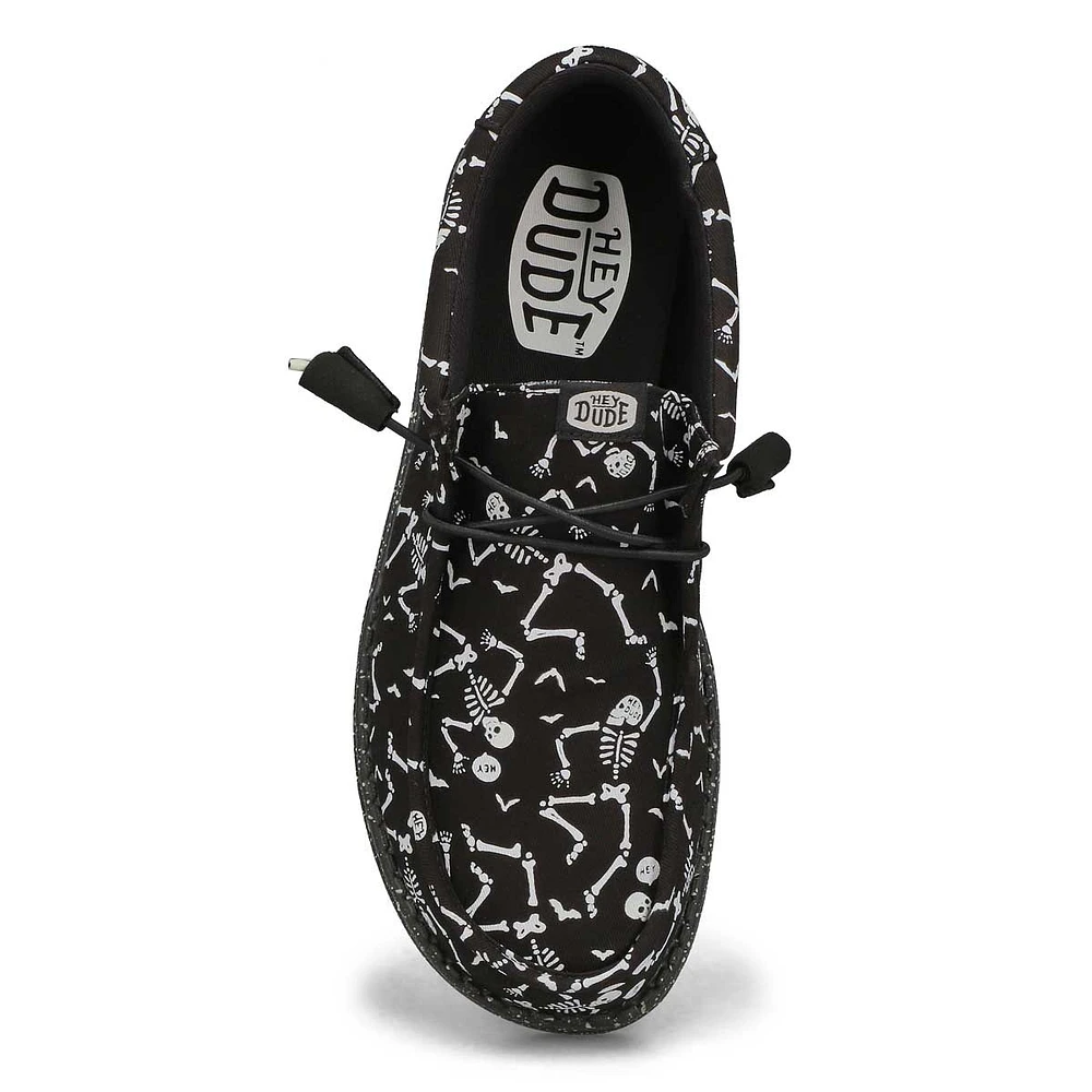 Mens Wally Skeletons Canvas Casual Shoe - Black