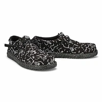 Mens Wally Skeletons Canvas Casual Shoe - Black