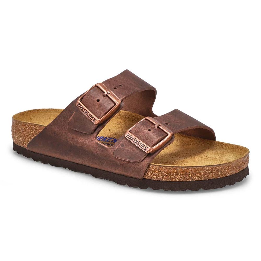 Womens Arizona Soft Footbed Oiled Leather 2 Strap Sandal - Habana