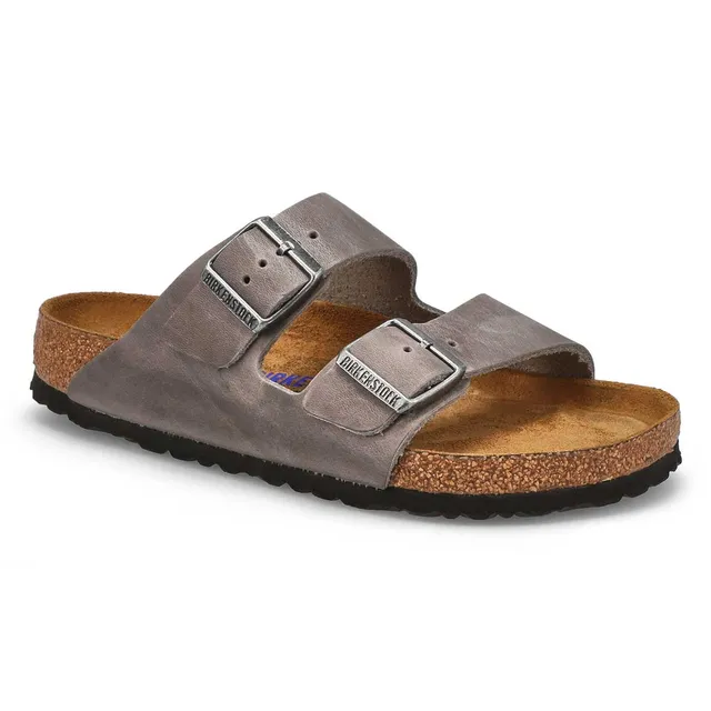 Womens Arizona Oiled Leather 2 Strap Sandal - Iron