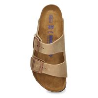 Womens Arizona Soft Oiled Leather 2 Strap Sandal - Tobacco