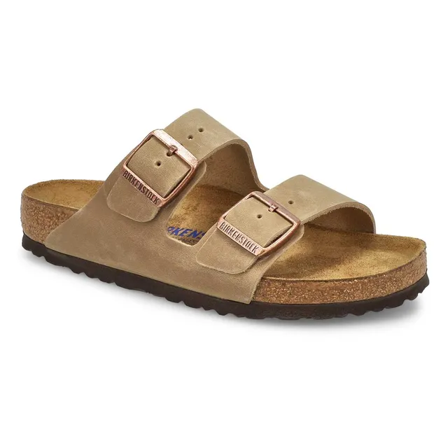 Womens Arizona Soft Oiled Leather 2 Strap Sandal - Tobacco