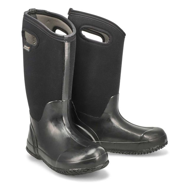 Womens Classic High Shiny Waterproof Boot - Black